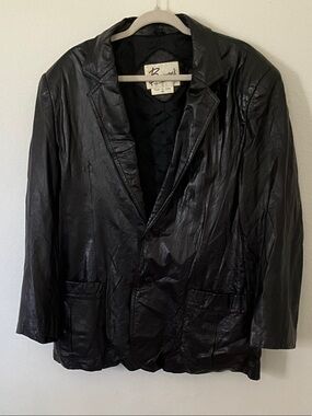 Vintage Berman’s Men's Black Leather Jacket Coat Blazer 44 L
